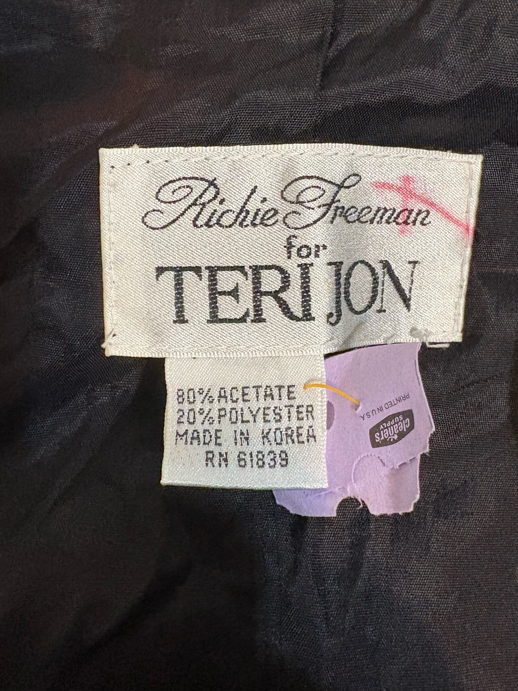 Teri Jon, Classic Black Dress With Cream Peter Pan Collar And Rhinestone Buttons — image 3 of 3